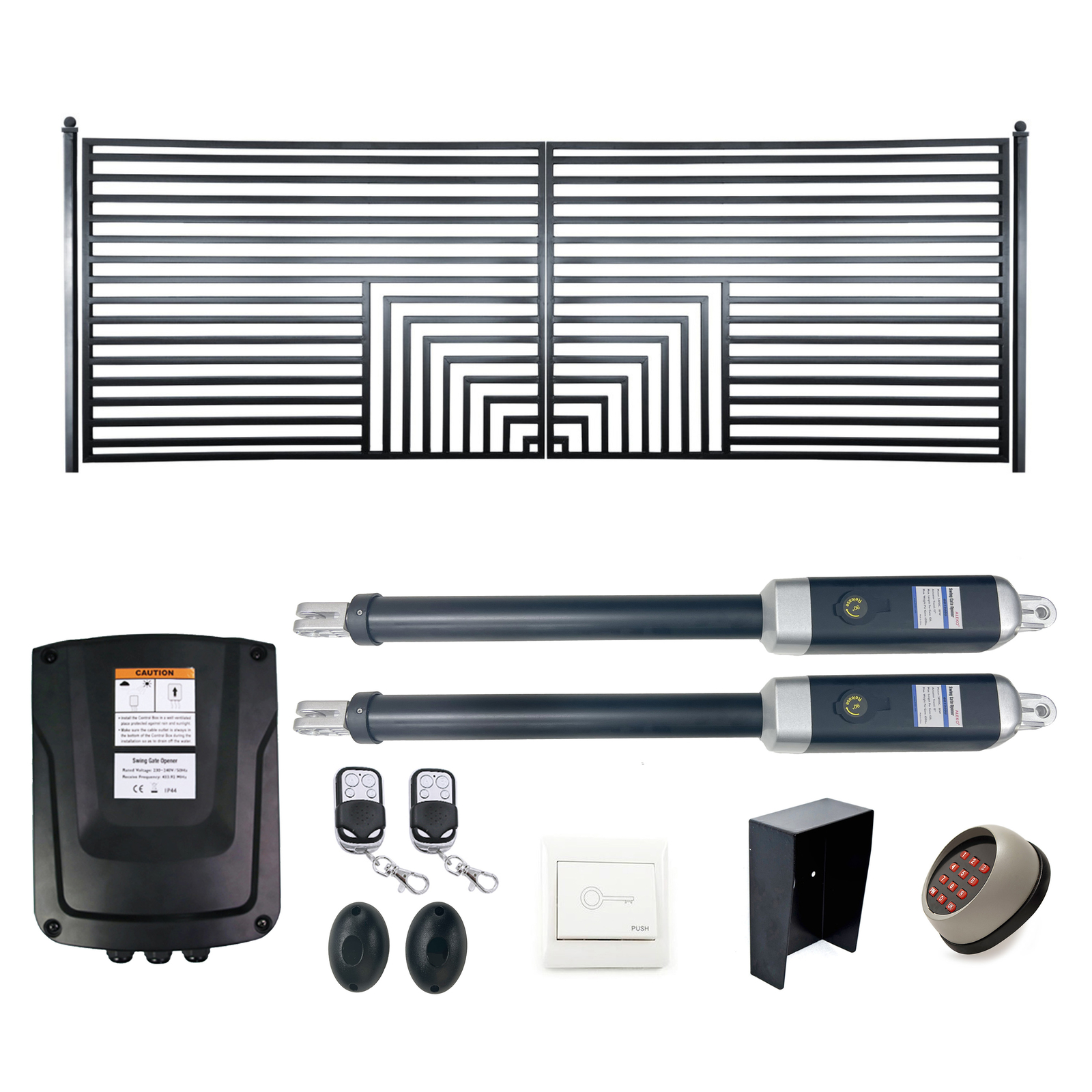 ALEKO Florence Style 16 x 6 feet Steel Dual Swing Driveway Gate with Opener