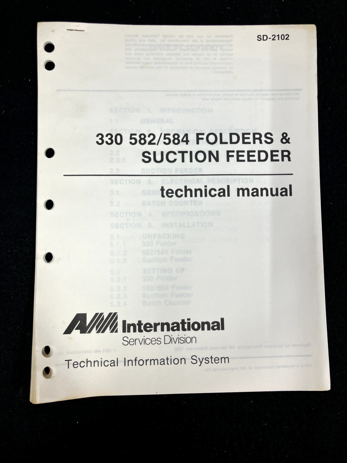 AM MULTIGRAPHICS 330 582/584 FOLDERS & SUCTION FEEDER TECHNICAL MANUAL, 9/1979