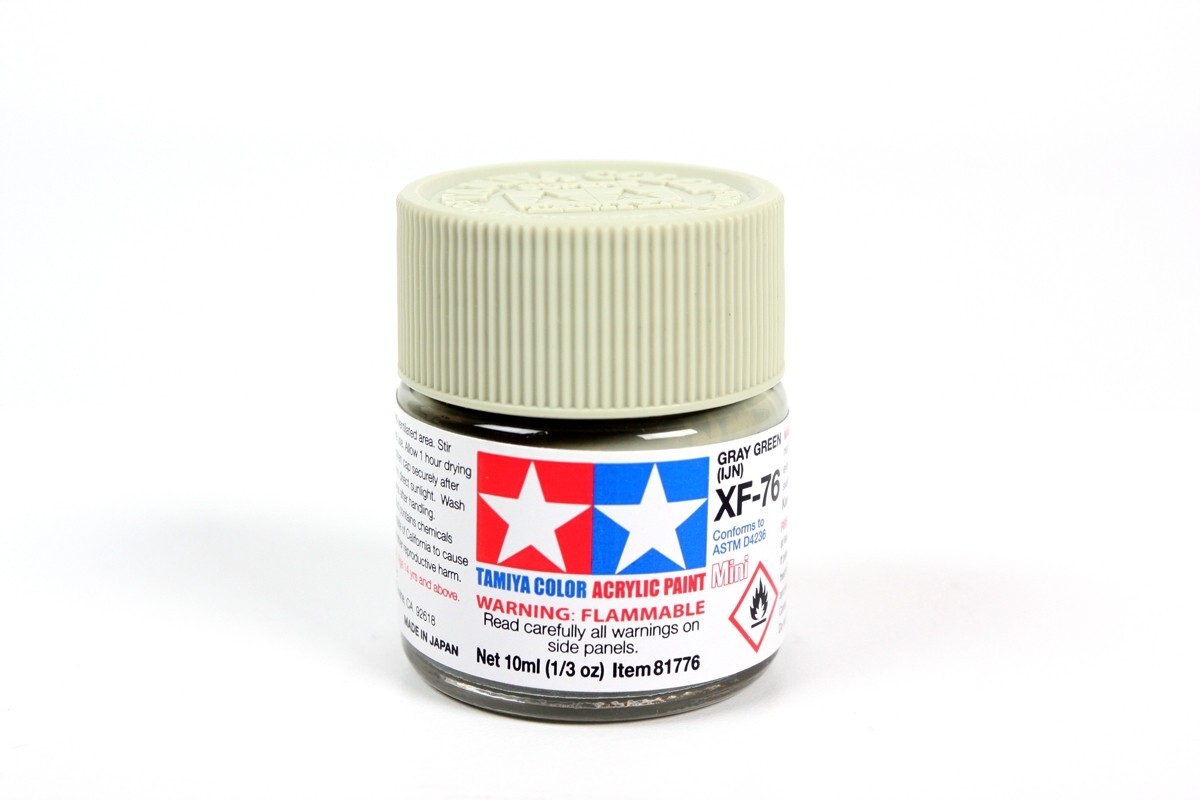 Tamiya 81776 XF-76 Gray Green (IJN) Mini Paint 10ml Small Bottle - US
