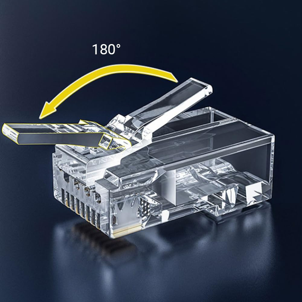 100-Pack RJ45 Cat6 Pass through Connector RJ45 Modular Plugs for Solid or Strand