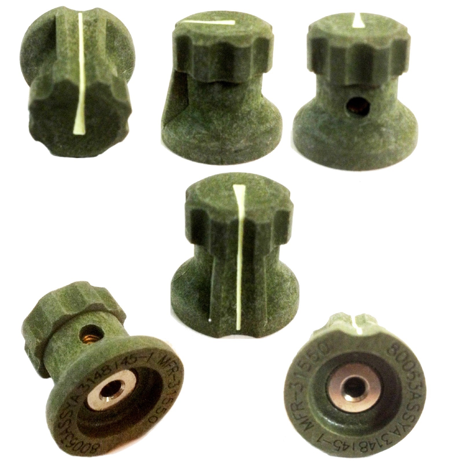 80053ASSYA31481, 45-1 MFR-31550, LOT OF (6) RADIO KNOBS SINCGARS RADIO