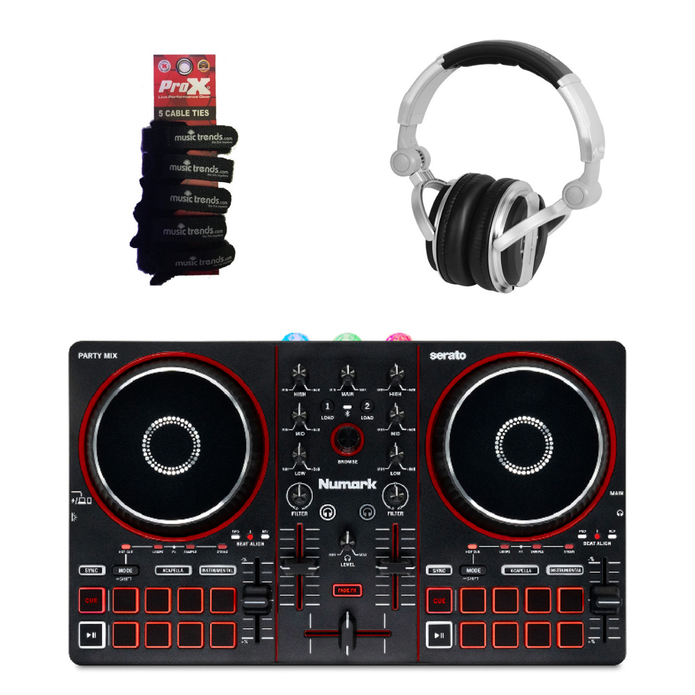 NUMARK PARTY MIX III 2-Deck DJ Controller w/Party Lights built-in + Headphones