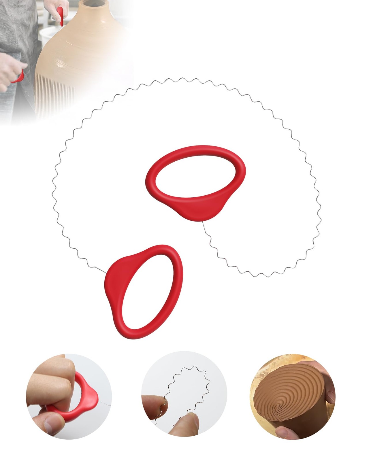Pottery Wire Tool, Clay Cutting Wire, Red Handle Standard