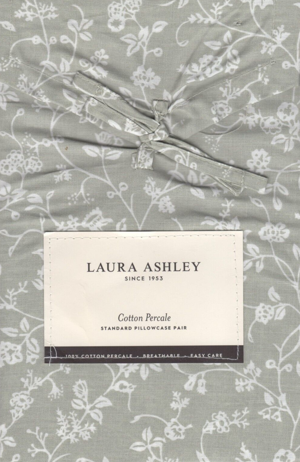 Laura Ashley 2 Standard Pillowcases Wild Clematis Dun Gray Cottage Chic Flowers
