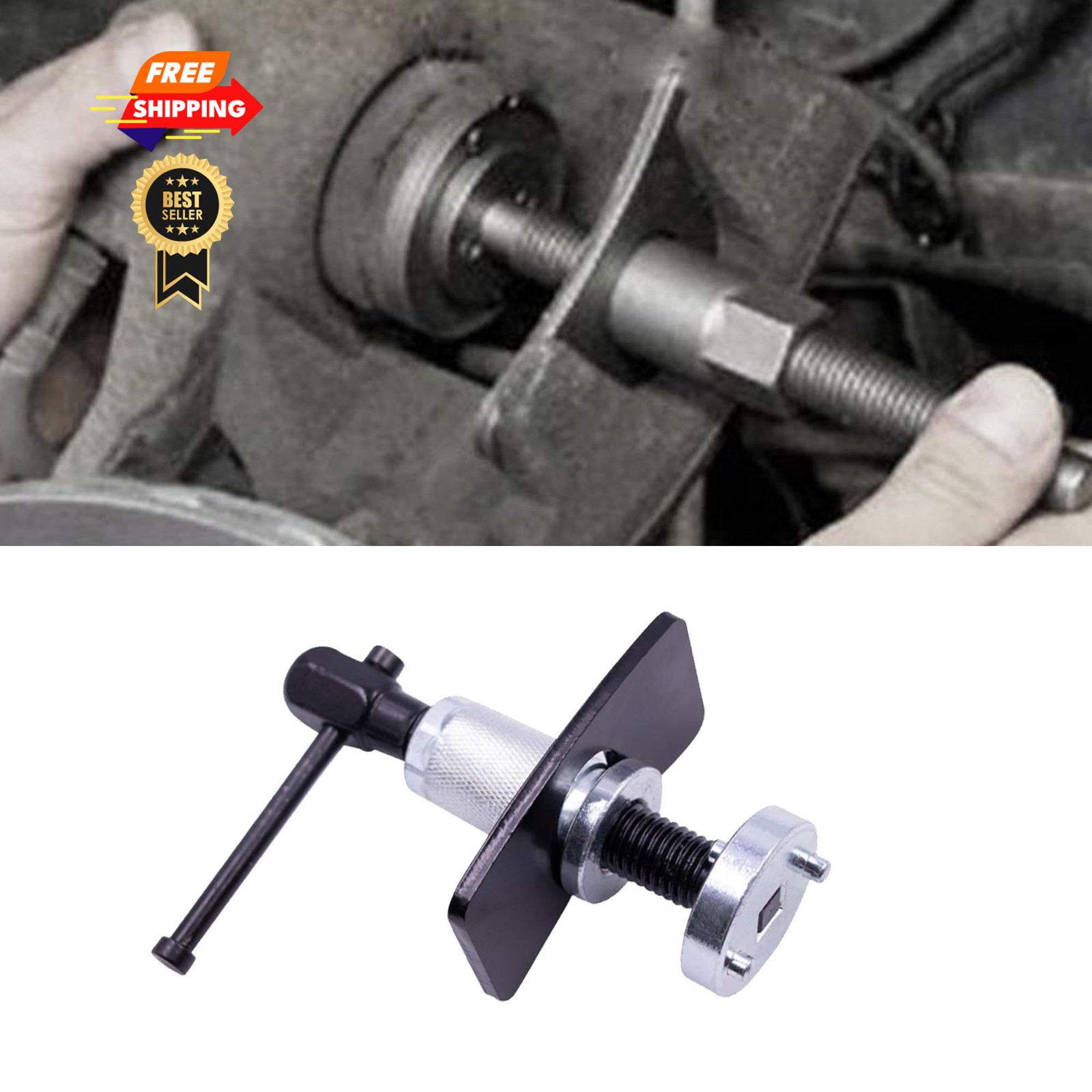 Lonuxi Car Brake Piston Wind Back Tool, Auto Caliper Black/Silver