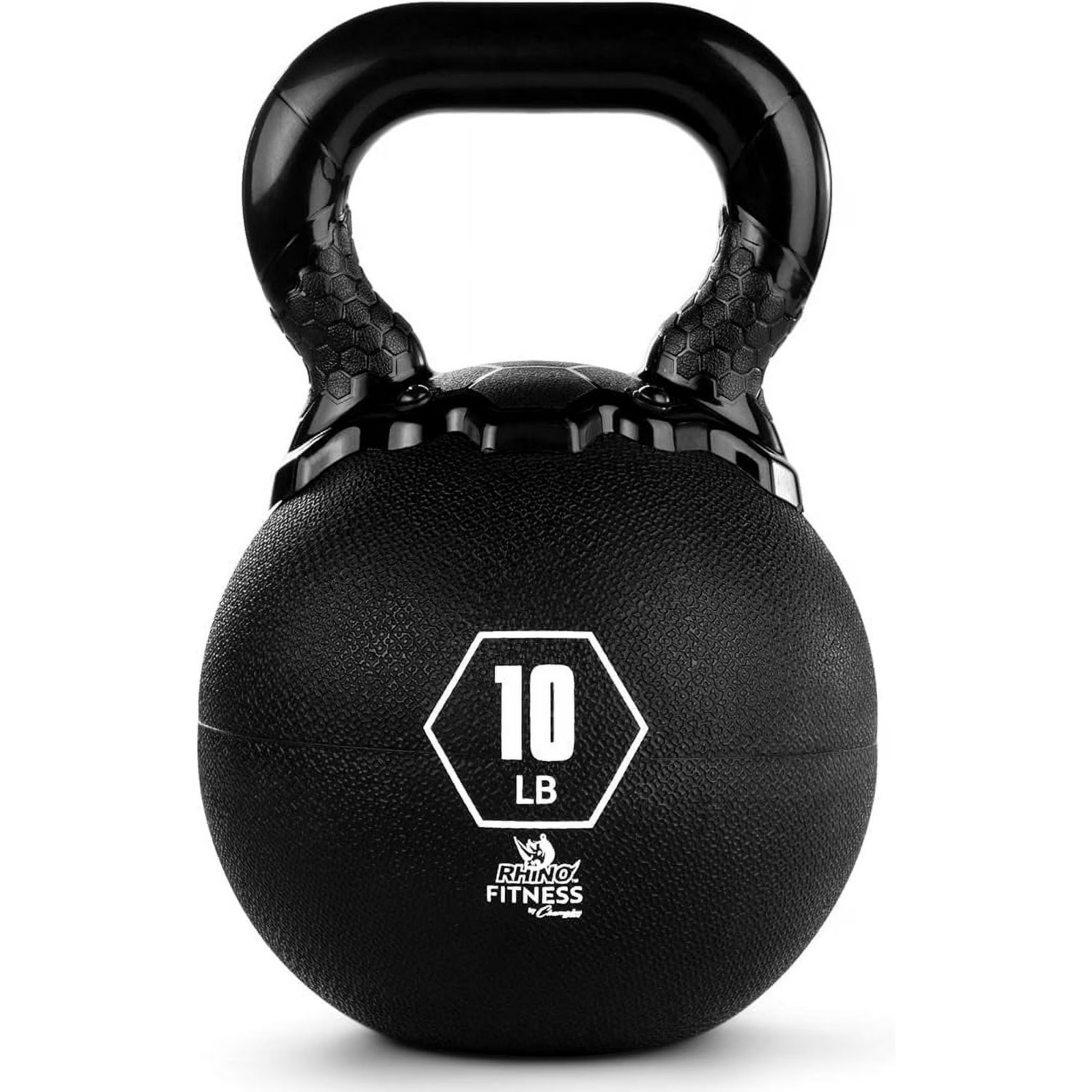 CHAMPION SPORTS Kettle Bell: 10 lb, Black, Rubber, Round, 8 in Wt Dia - NEW