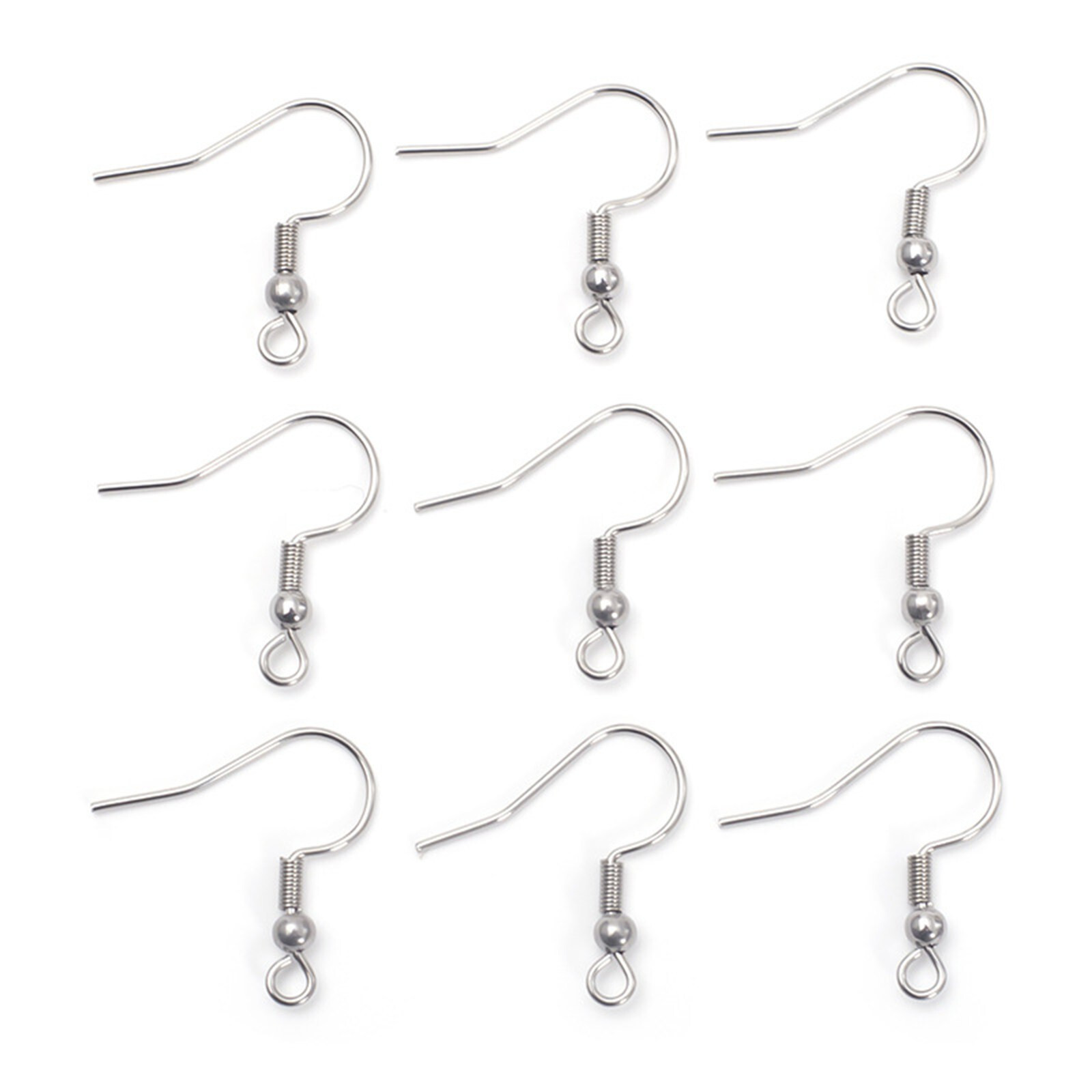 200 Pcs 316L Stainless Steel Earring Fish Hook Coil Earwire Ear Wire Wholesales