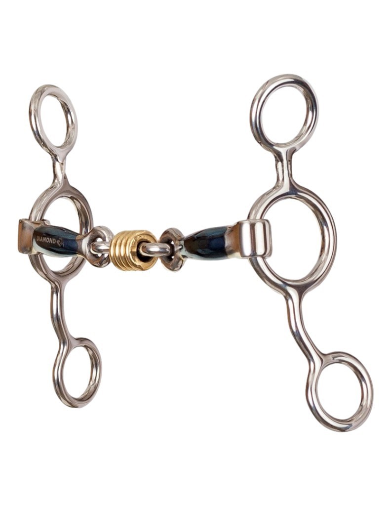 Diamond R Bit Cowhorse Junior Dogbone Short Shank Horse Silver DR302