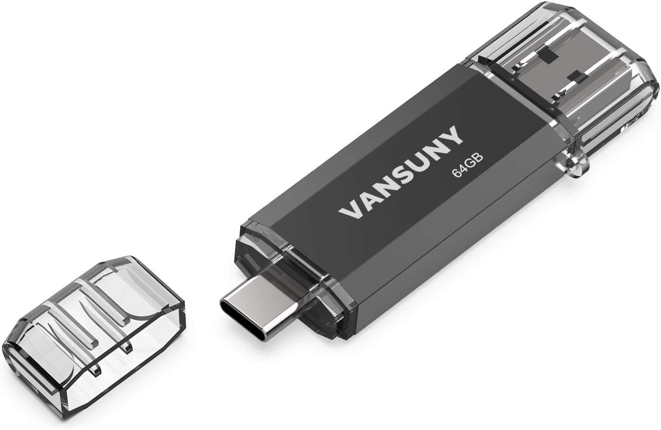 64GB Type C Flash Drive 2 in 1 OTG USB 3.0 + USB C Memory Stick with Keychain Du