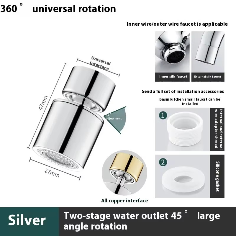 360° Basin Faucet Adapter Do Kranu Spray Filter Accessory Kitchen Sink Splash 2