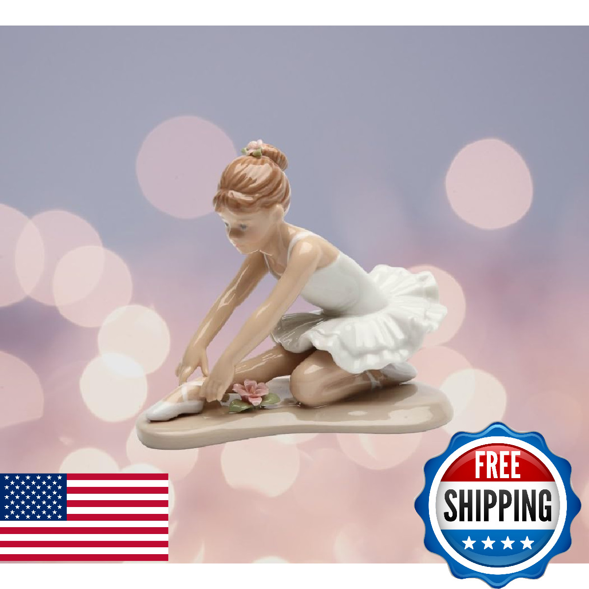Cosmos Gifts 20865 Ballerina in White Ceramic Figurine, 3-7/8-Inch