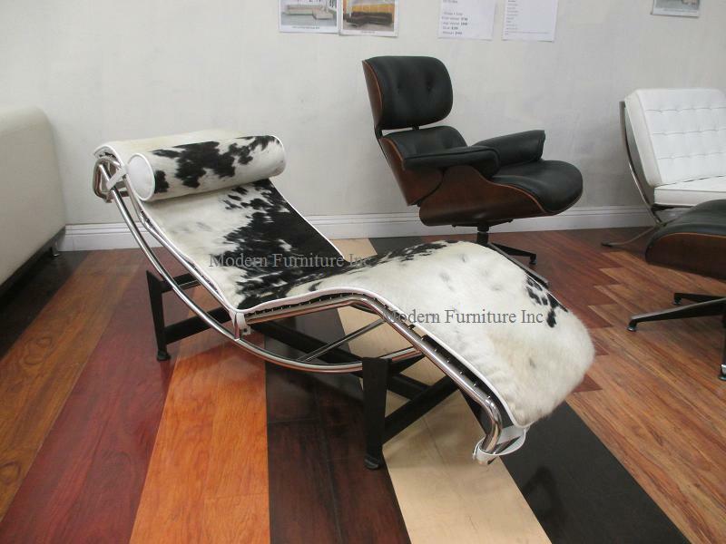 Classic modern design Le corbusier style LC4 lounge chair genuine cowhide brown