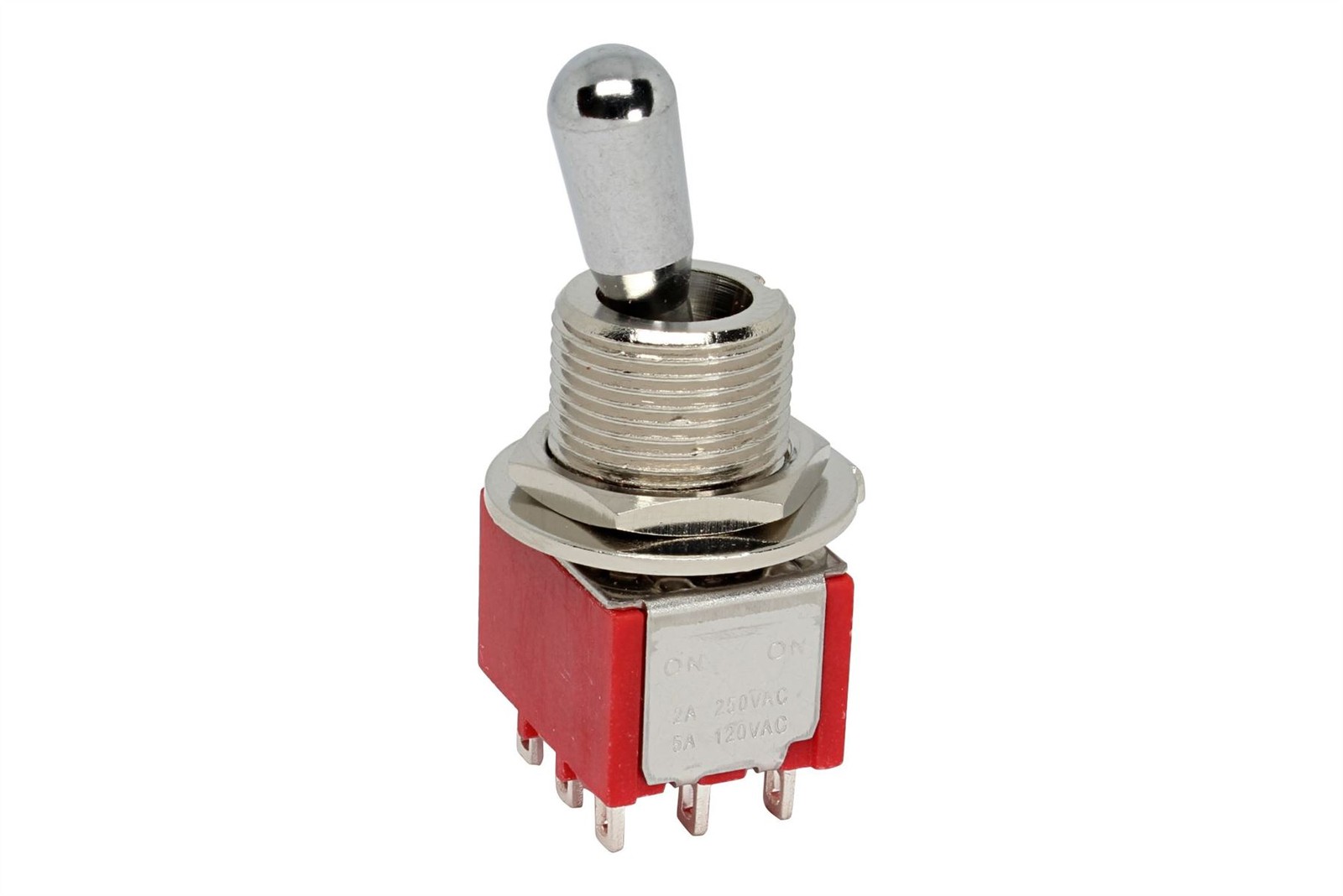Large Guitar Ultra Toggle Switch 3PDT 3-Pole 2-way On-On - Chrome