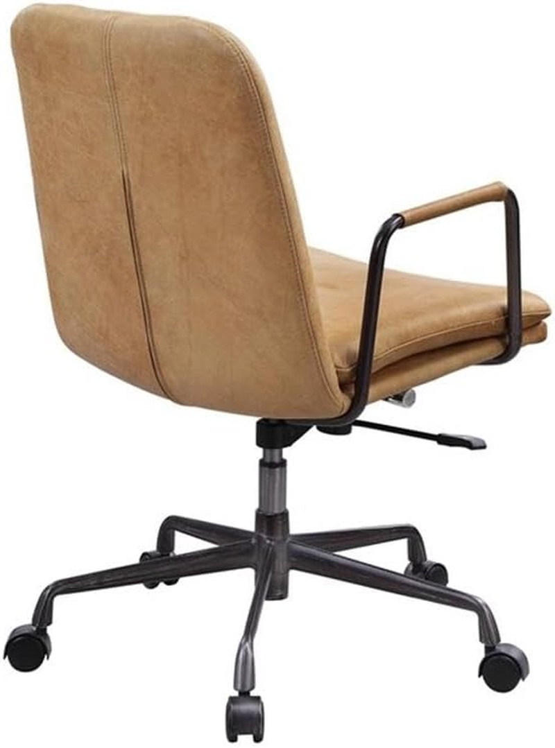 Eclarn Leather Adjustable Height Swivel Office Chair in Brown