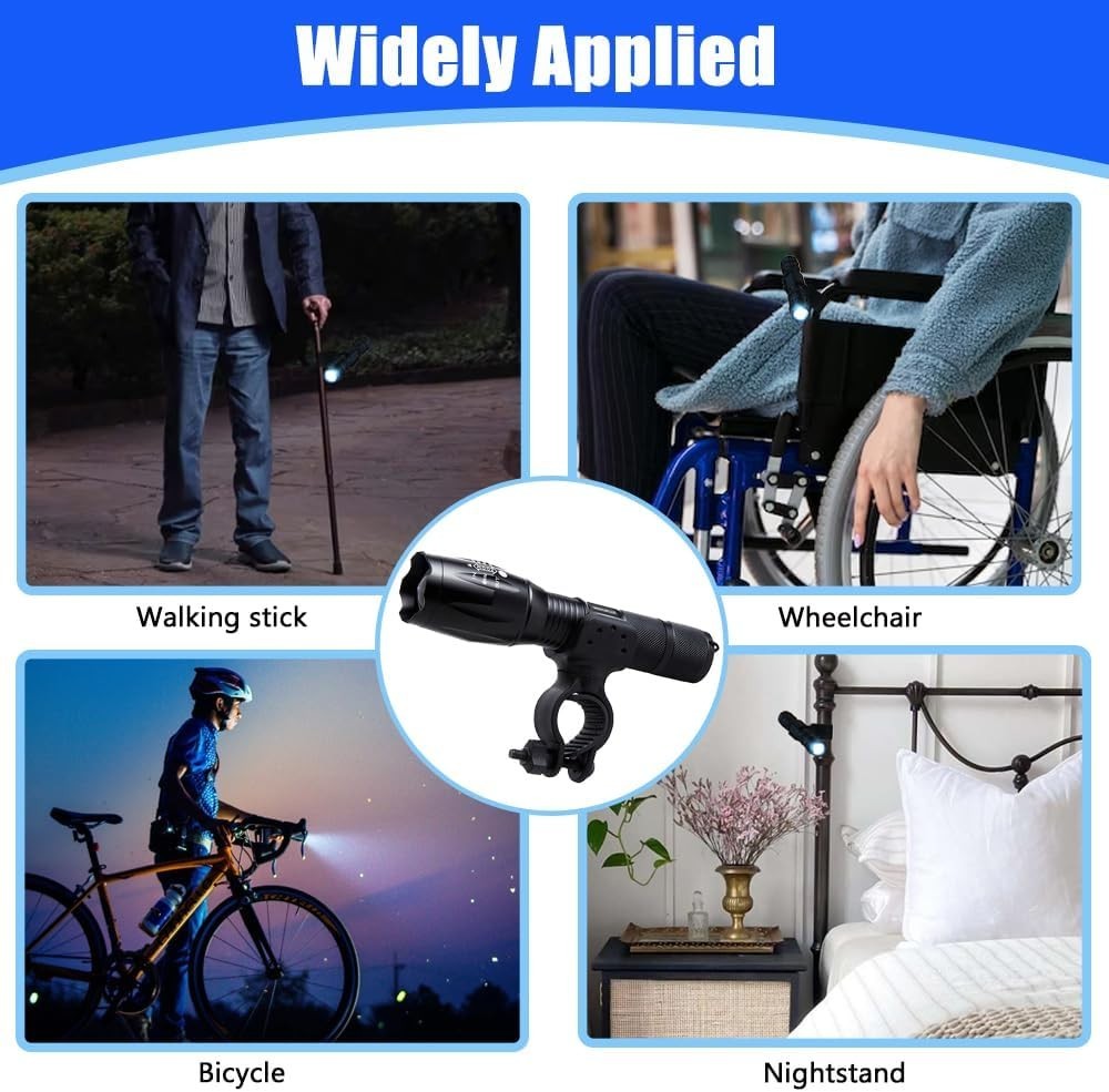 Cane Holder & LED Flashlight Sets for Drive Rollator, Walker, Wheelchair - Un...