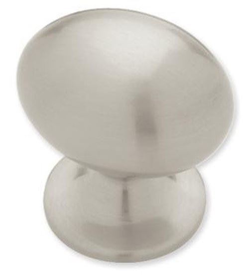 1-3/8" Large Football Shaped Knob Satin Nickel