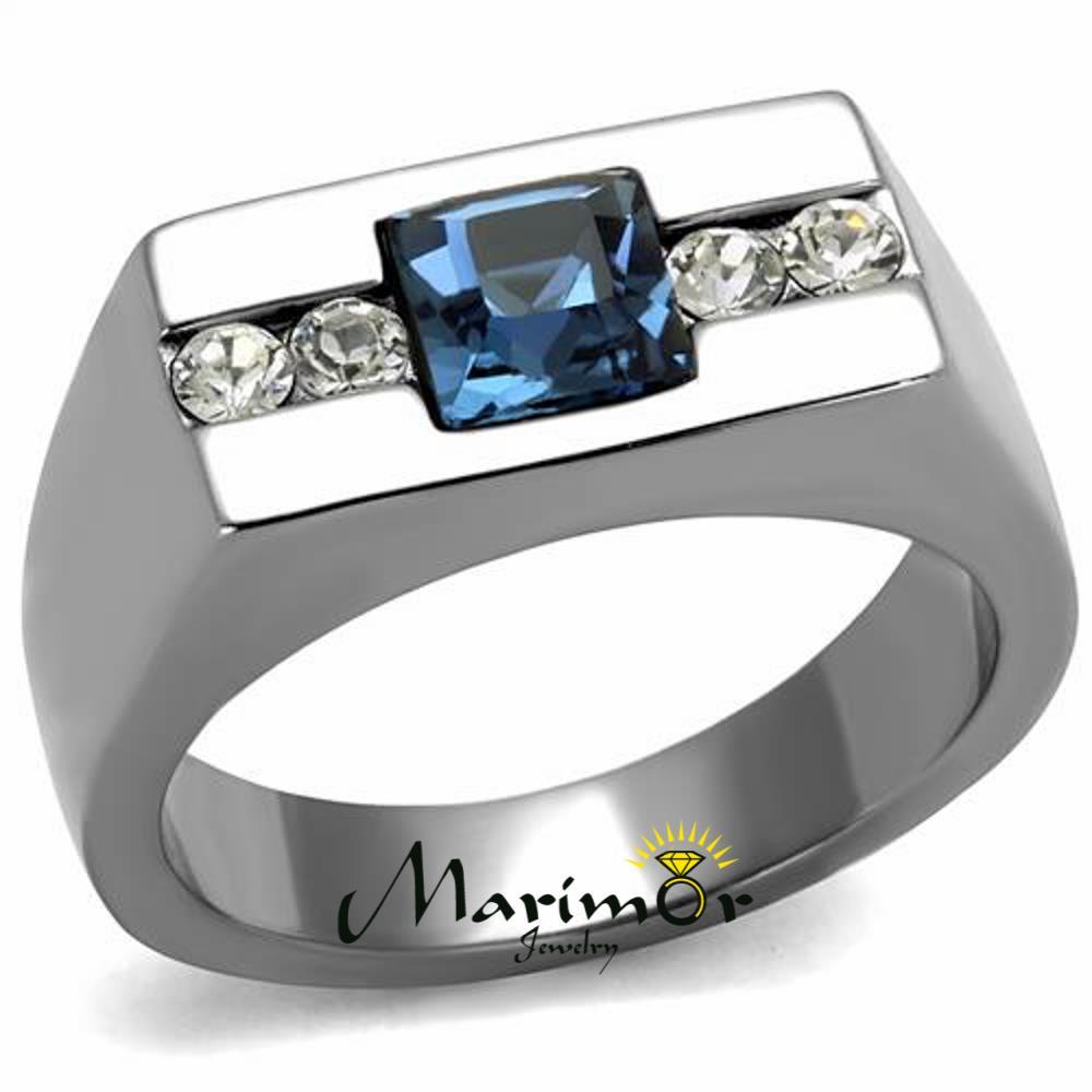 Men's 1.68Ct Montana Princess Cut Cubic Zirconia Stainless Steel Ring Sz 8-13