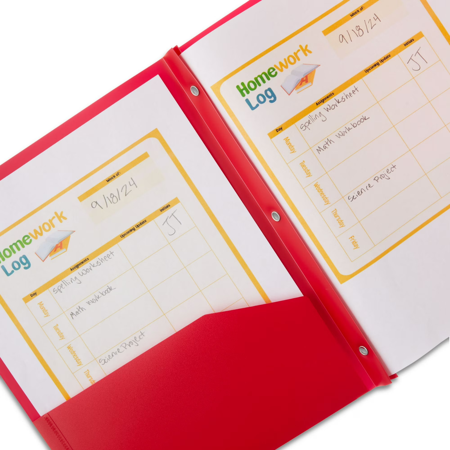 Pen+Gear 2-Pocket Poly Folder Red 3-Prong Letter Size School Presentation Folder