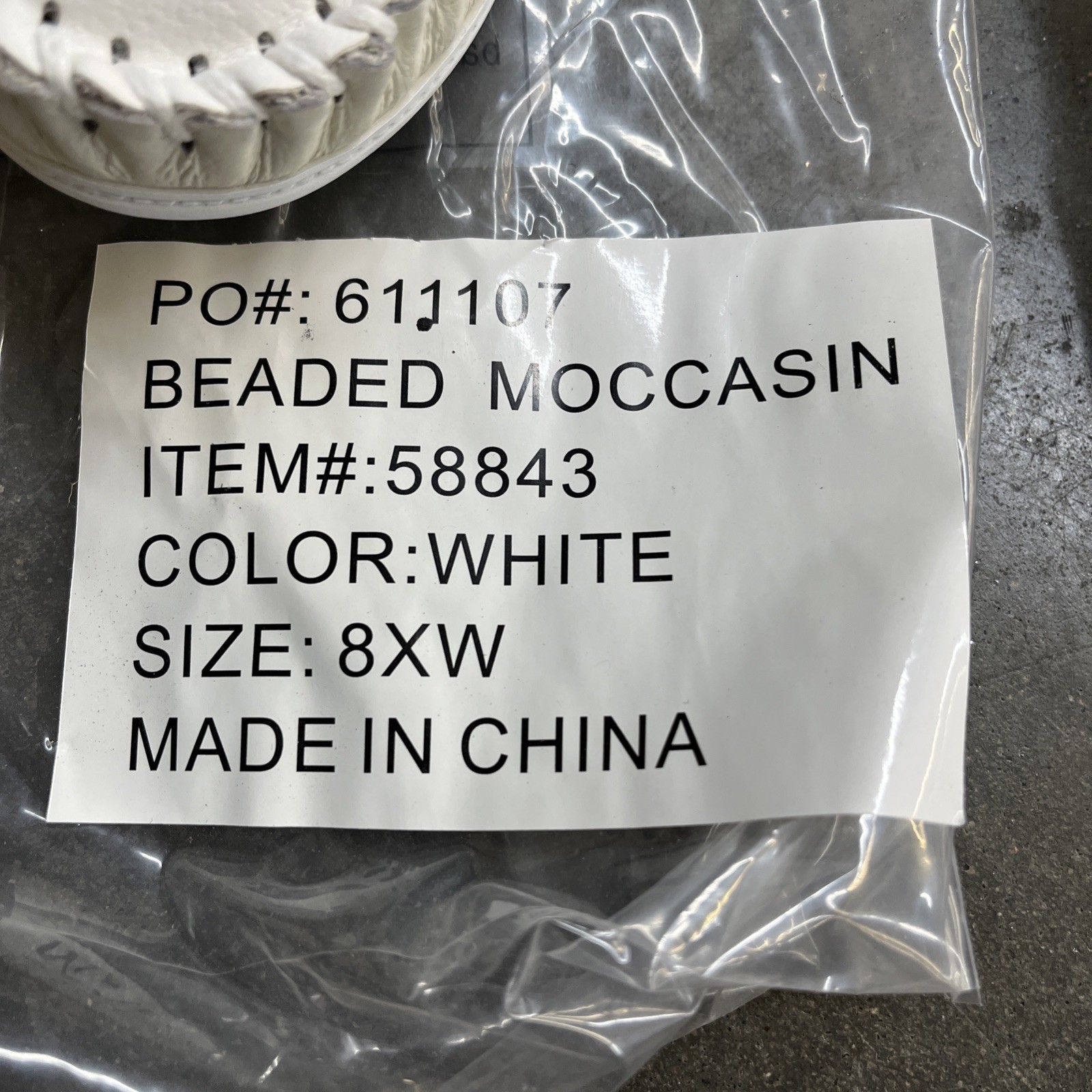 White Beaded Leather Moccasins