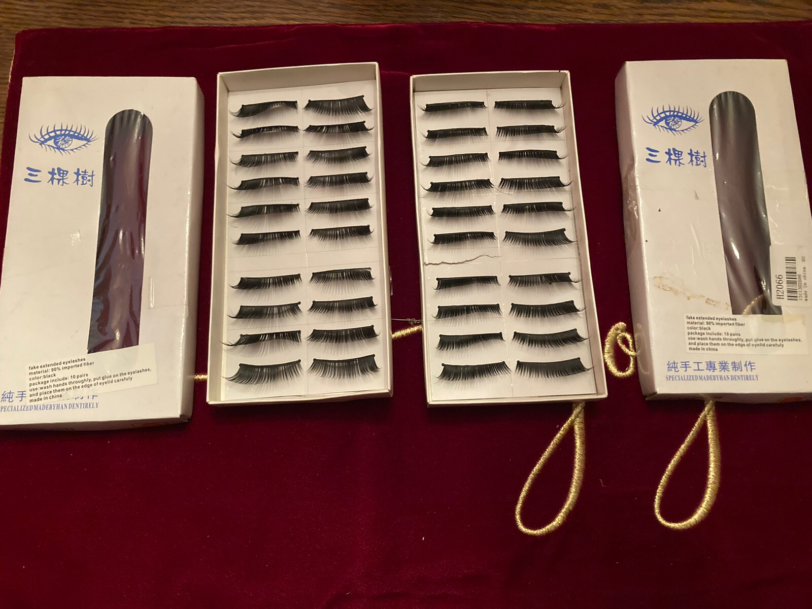 Extended Eyelashes Black 90% Imported Fiber 2 pkgs of 10 each NOS