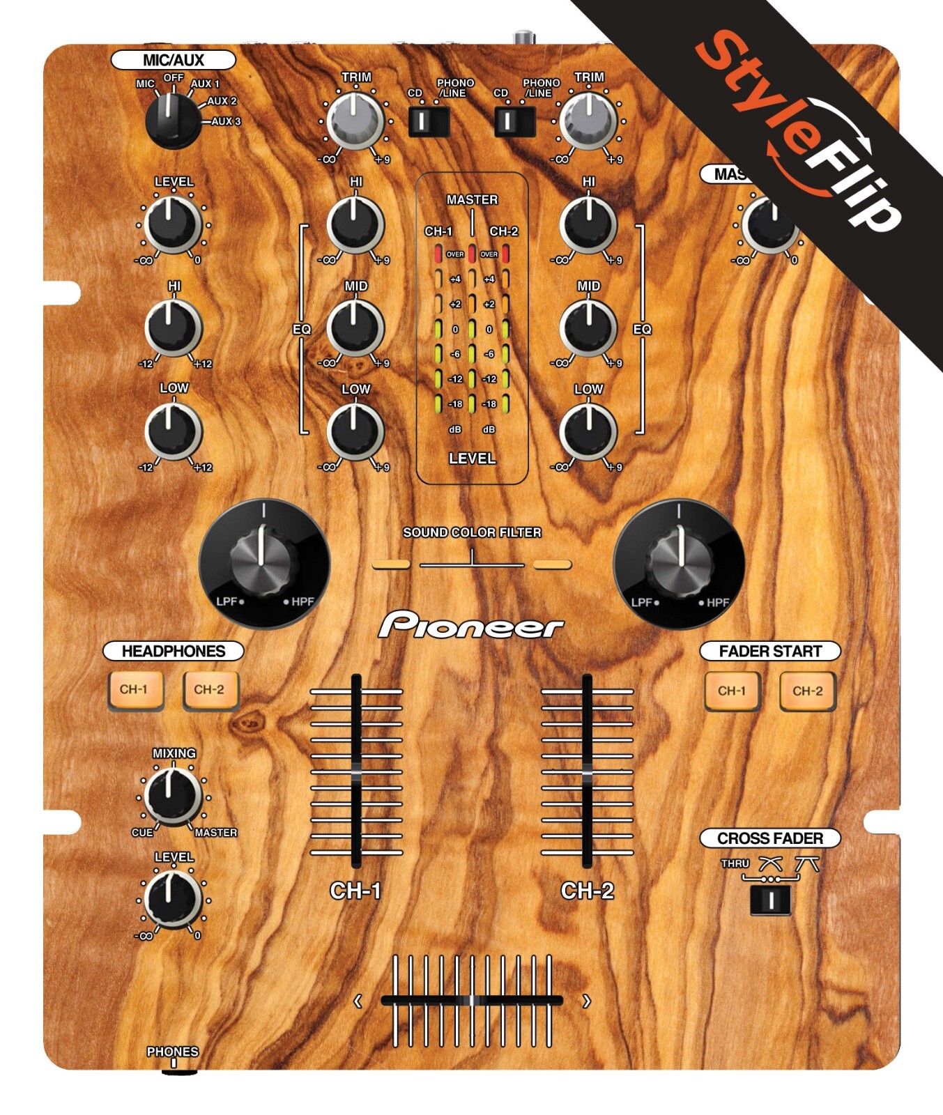Pioneer DJM-250 | Wood 6 | Protective Decal | StyleFlip Skins