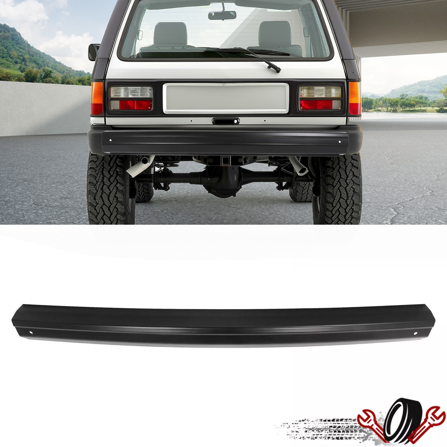 For Jeep Cherokee 1997-2001 With Bumper End Hole Black Rear Bumper Face Bar