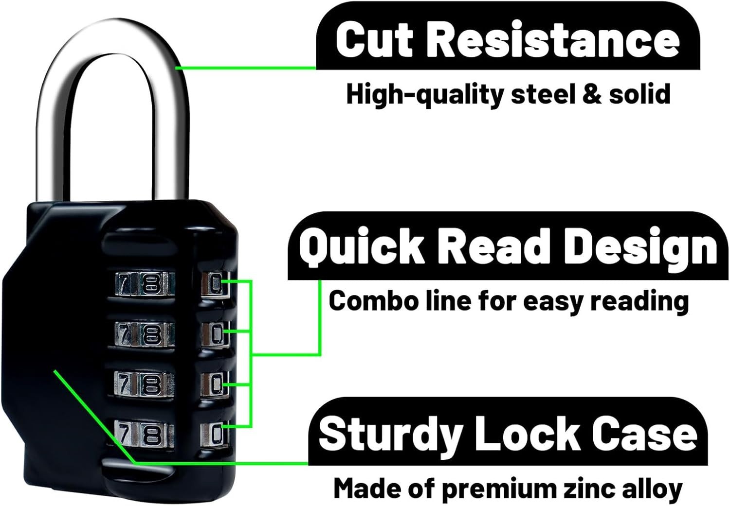 4-Digit Waterproof Combination Lock - Versatile Security for Lockers