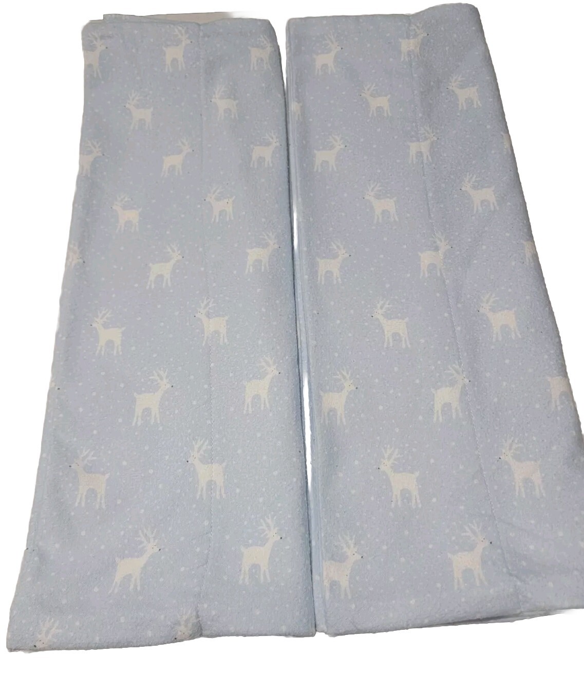 2 Light Blue Flannel Pillowcases W/ Little White Deer. 21 X 27 Standard