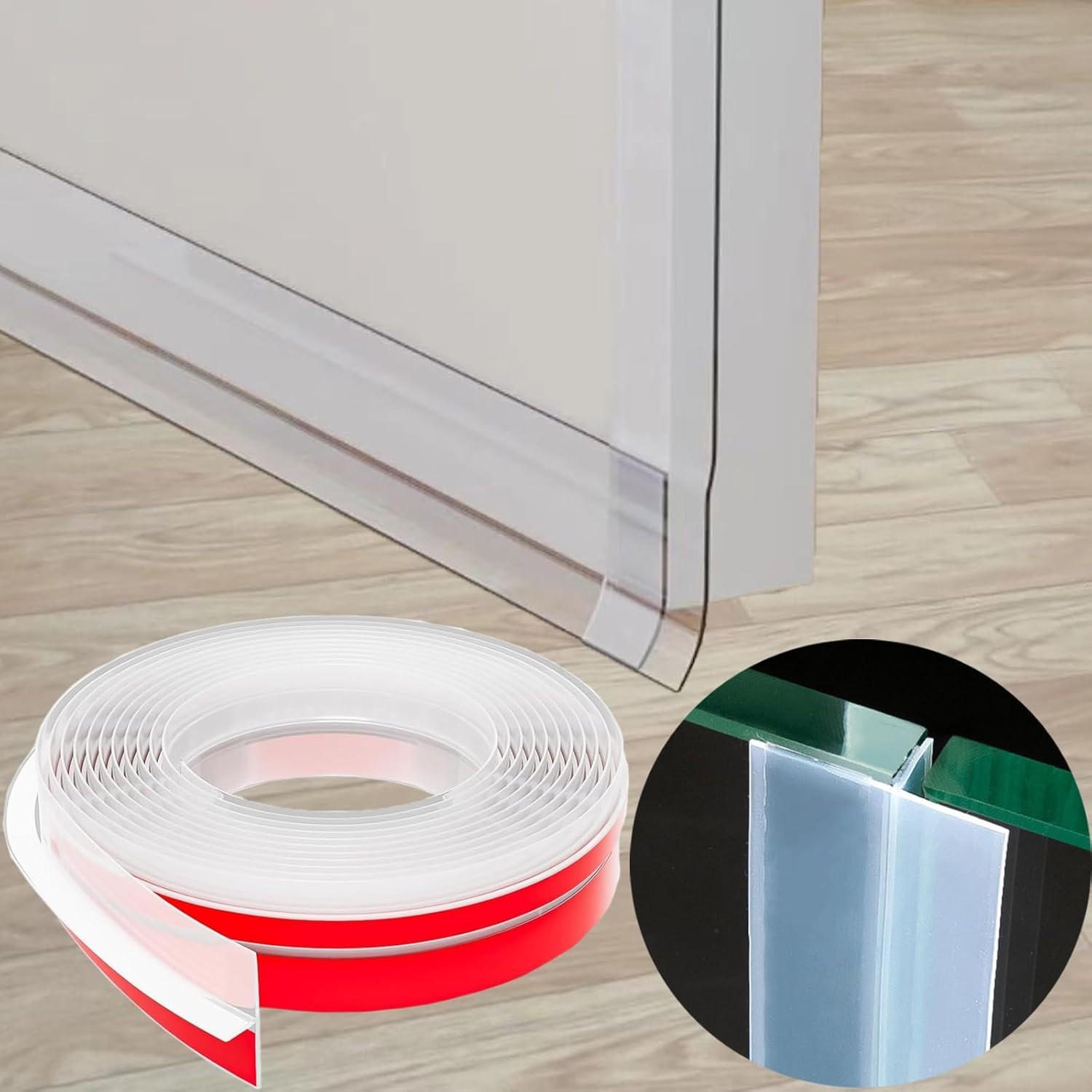 Upgrade T-Shaped Door Draft Stopper, Clear Silicone Seal Strip Weather Stripping