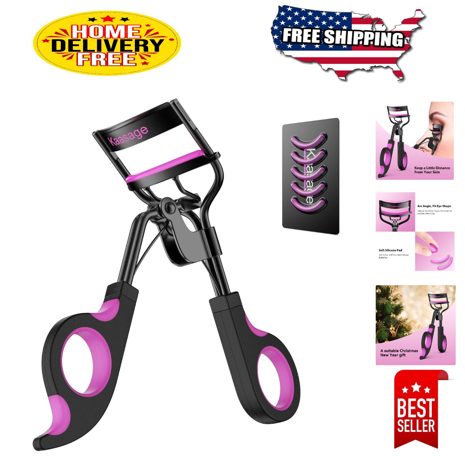 Elegant Purple Eyelash Curler Set with Extra Silicone Pads for Effortless Beauty