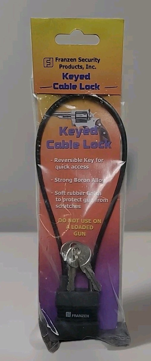7" Keyed Cable Lock for Guns, Pistols, Rifles, Shotguns Franzen Security NIP