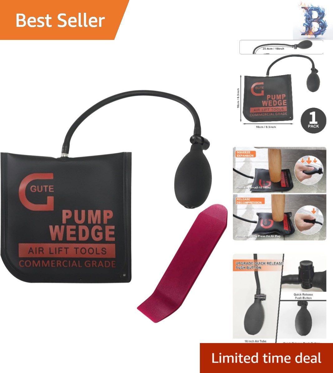 Versatile Air Wedge Bag for Safe Installations - Compact, No Batteries Needed