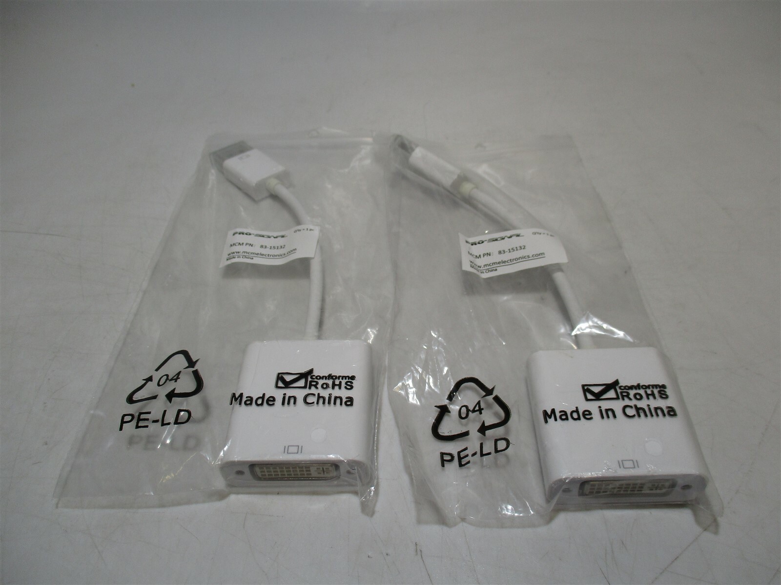 Pro-Singal (83-15132) DisplayPort to DVI-D Dual Link Monitor Adapter - Lot of 2