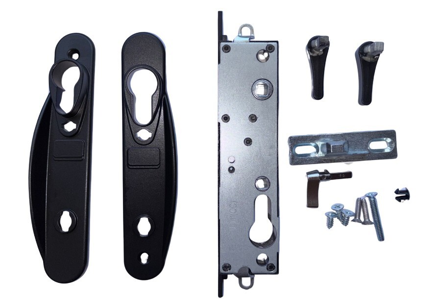 Sliding Security Door Lock Screen Black with Cylinder + 3 keys