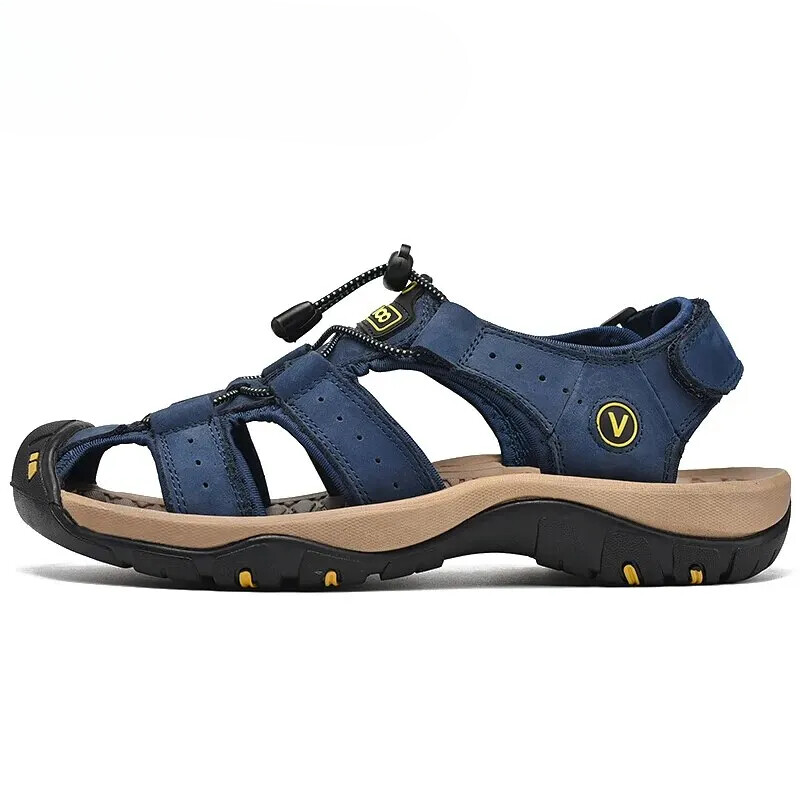Fashion Men Genuine Leather Shoes Summer Non Slip Outdoor Water Casual Sneakers