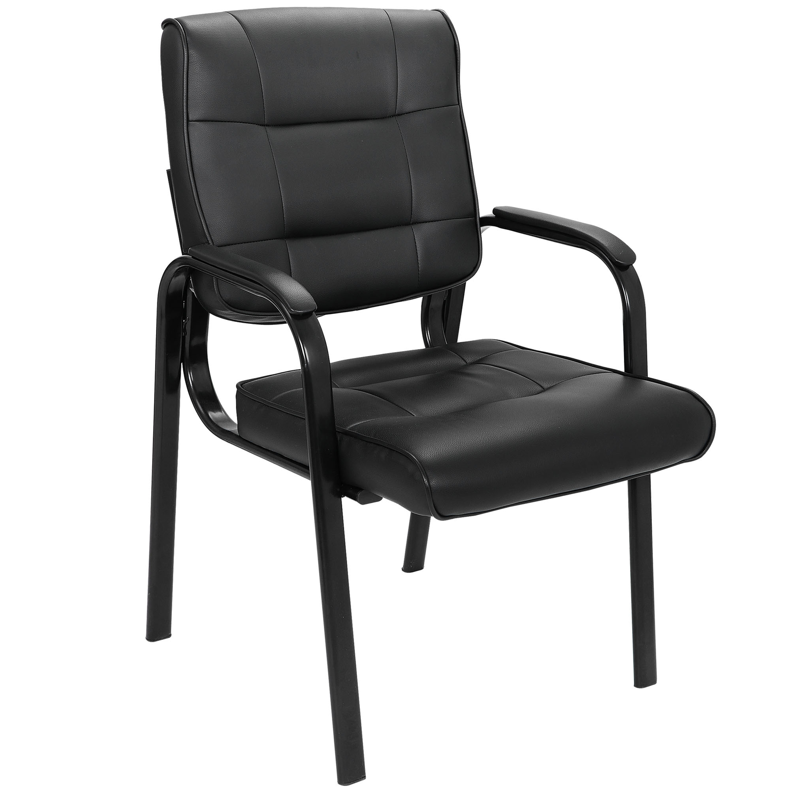 Guest Reception Waiting Room Classic Leather Office Desk Side Chairs Black