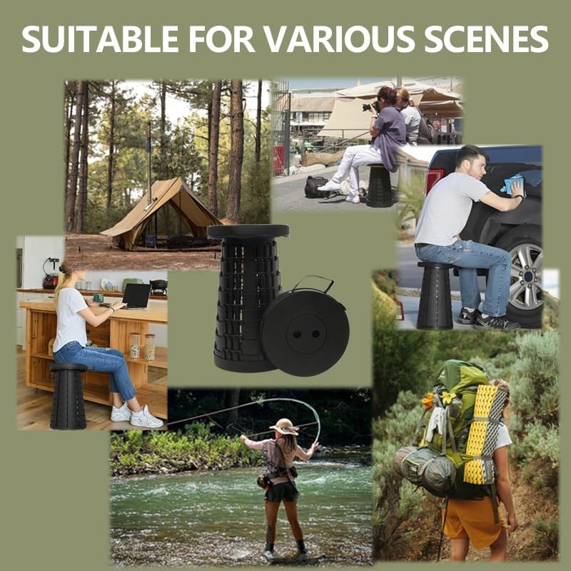 Folding stool, lightweight and sturdy, height-adjustable, portable folding seat.