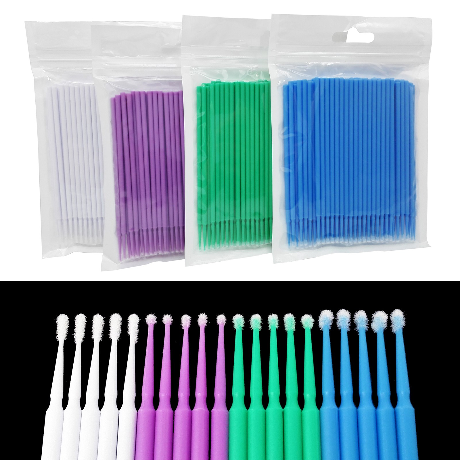 100×Dental Microbrush Disposable Bendable Applicators Tips Micro Brush Cleaning