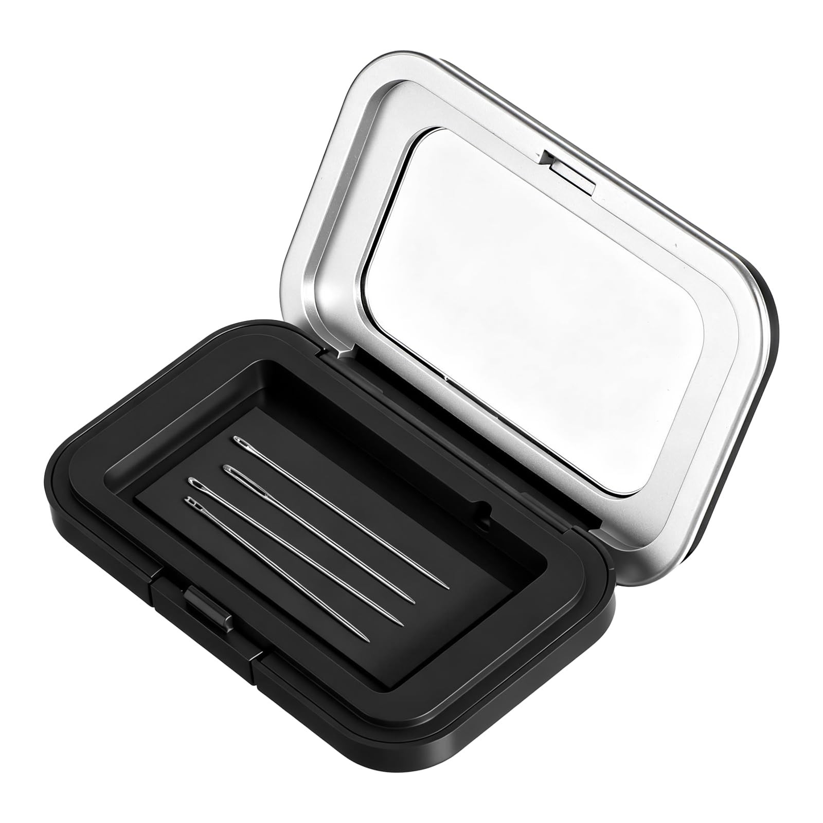 Magnetic Needle Holder Case with Clear Acrylic Lid Sewing Pin S, Black