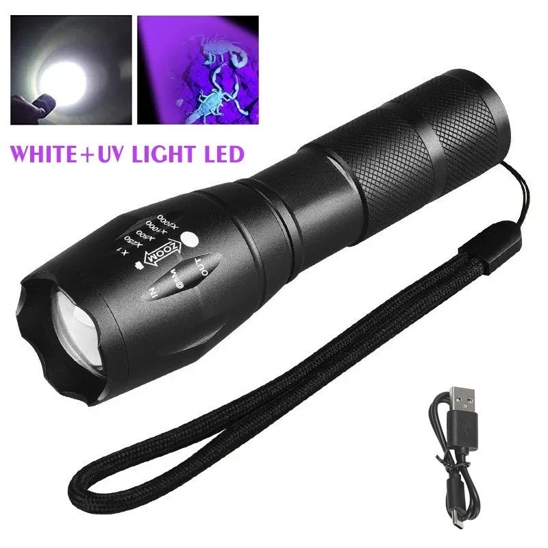 UV Flashlight Black Light Super Bright 120000lm Torch Ultra Violet Lamp LED