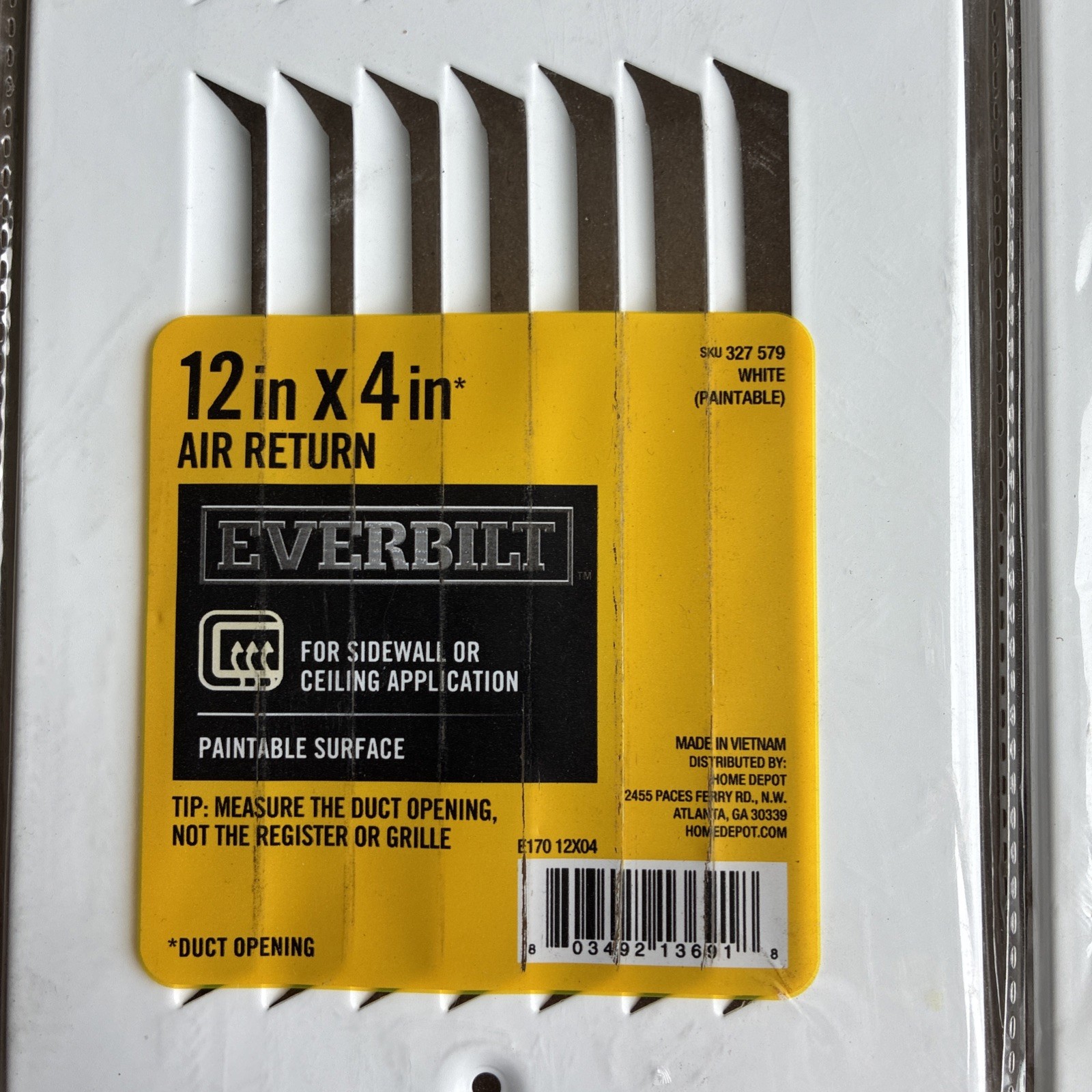 2-Everbilt 12 in x 4 in Air Return for Sidewall or Ceiling Application White