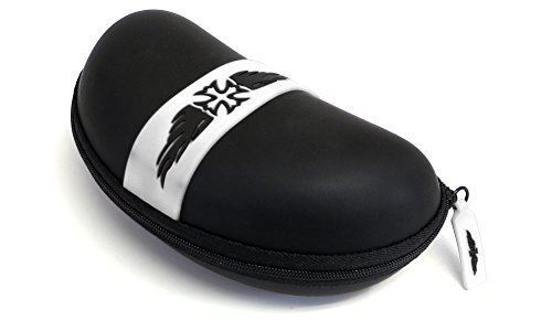 Eternity Flair Cross Wing Clam Large Zipper Hard Eyeglass Case BE151 Black-White
