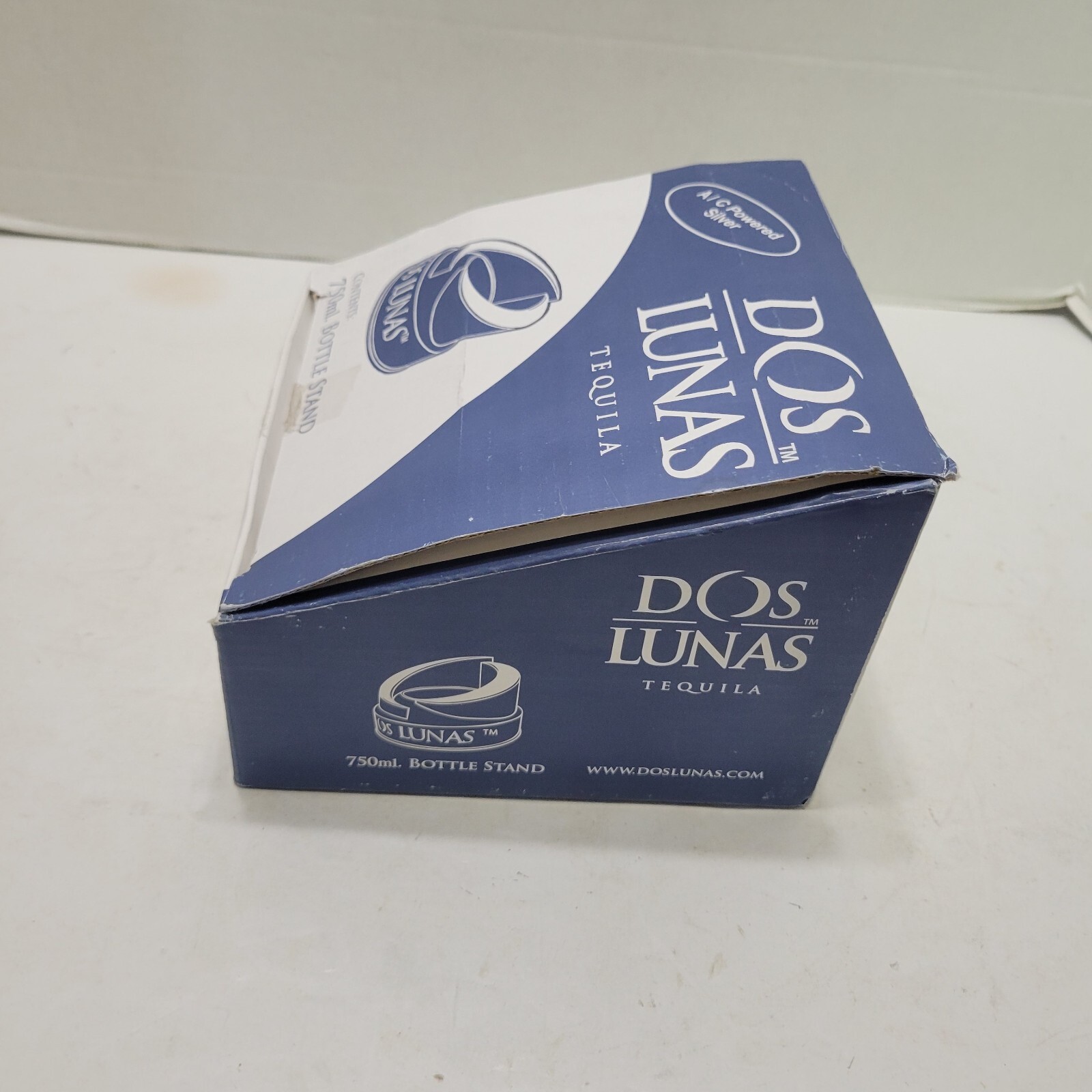Working Dos Lunas Tequila Bottle Light Up Stand Holder Display Silver