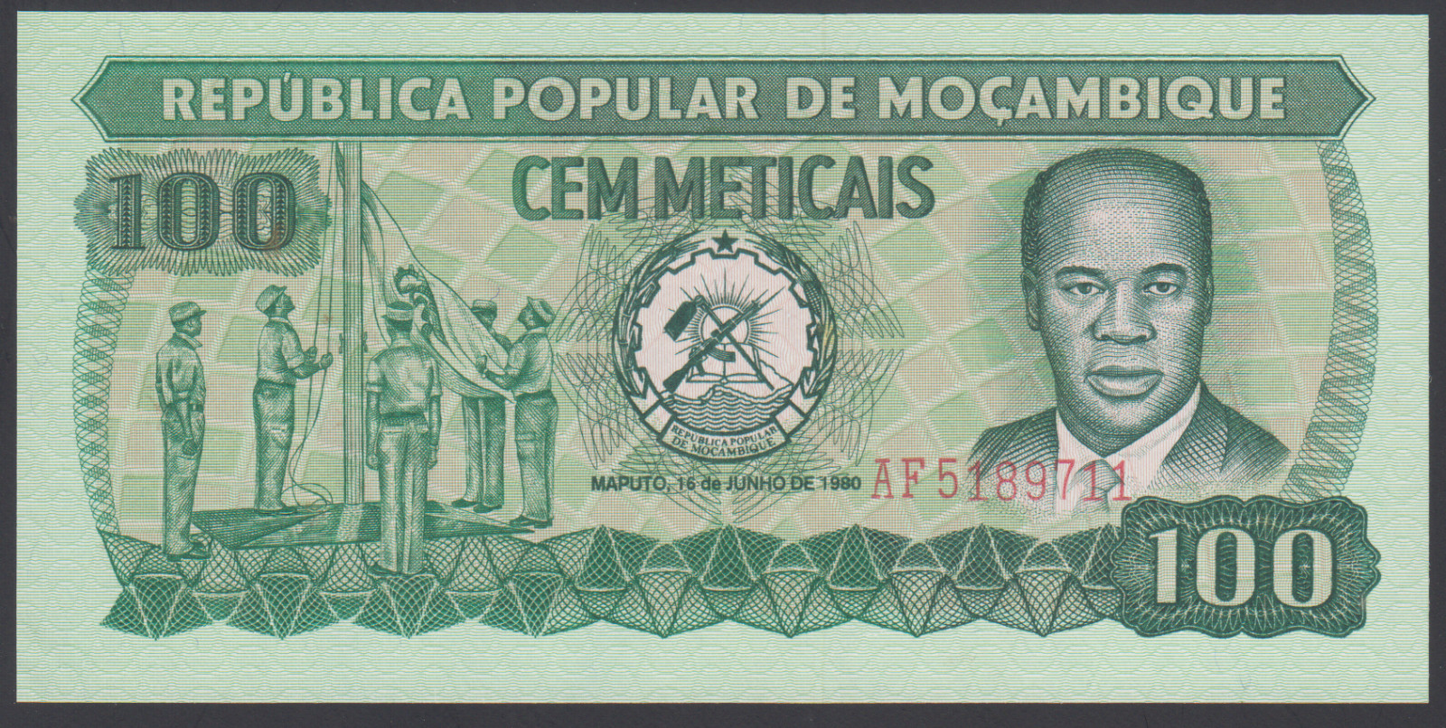 Mozambique  100  Meticais  1980  AU-UNC  P. 126,   Banknotes, Uncirculated