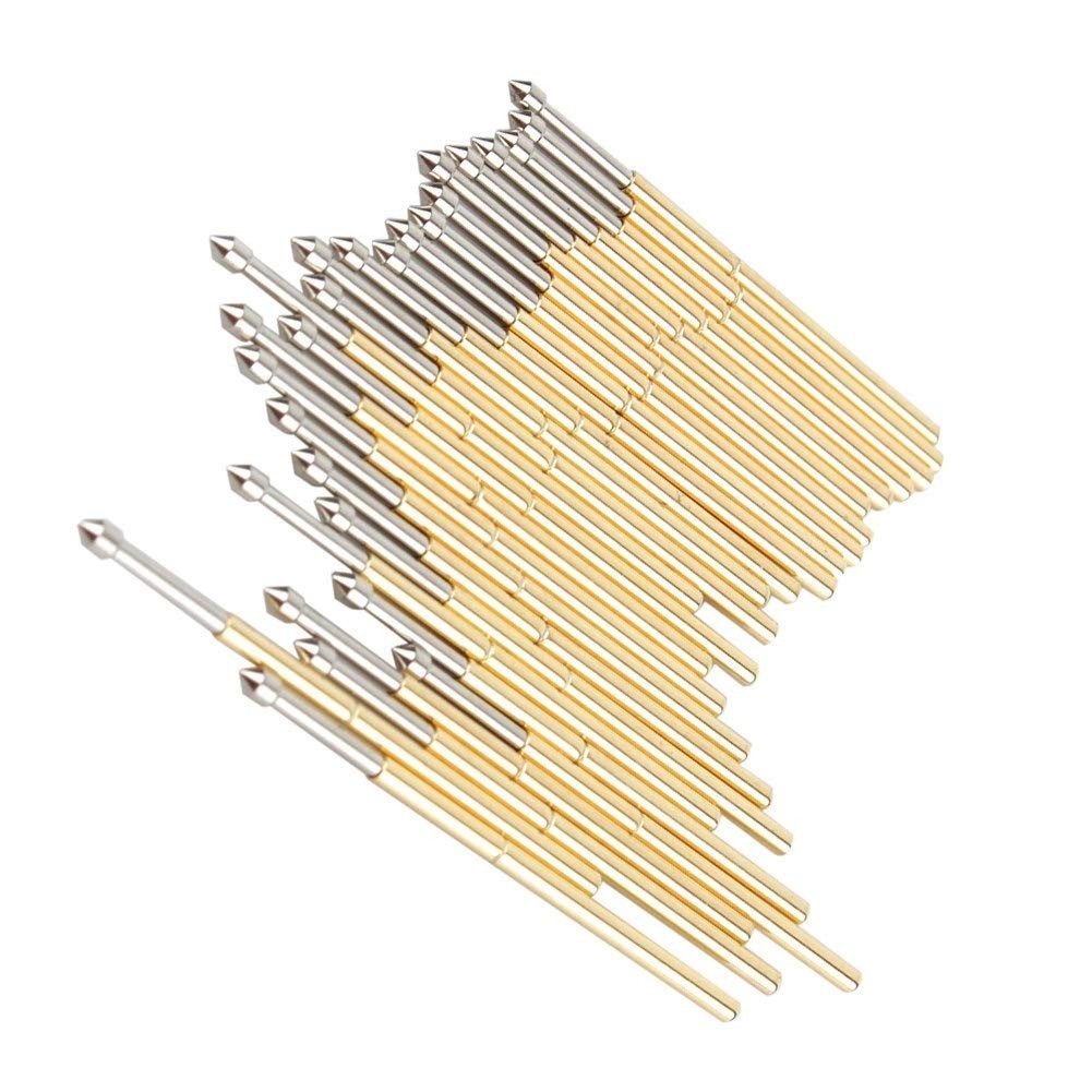 100PCS PCB Test Spring Probe Pins Pogo Pin 3A Conical Head 1.02mm Gold Plated Te