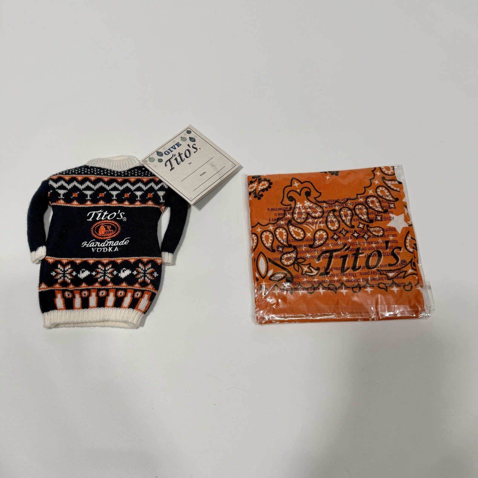 Tito’s Handmade VODKA Bottle Sweater With Drink Recipes And Orange Bandana Set