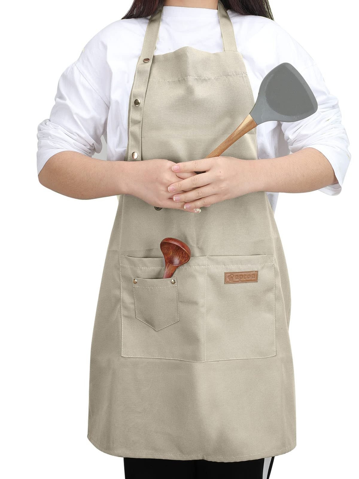 Kitchen Cooking Apron for Women Men with Big Pockets Canvas Waterproof Aprons...
