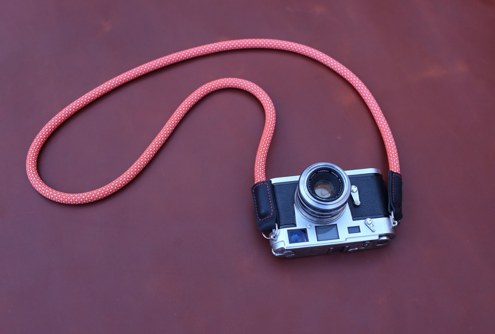 Spotted Climbing Rope Camera Strap | Crimson & Ash Grey