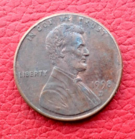 Very Rare United States of America One Cent 1998 Error Misaligment Coin