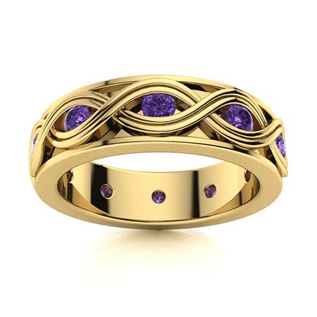 2mm Round Amethyst Infinity Ring 925 Silver Gold Plated Woven Eternity Band Wide